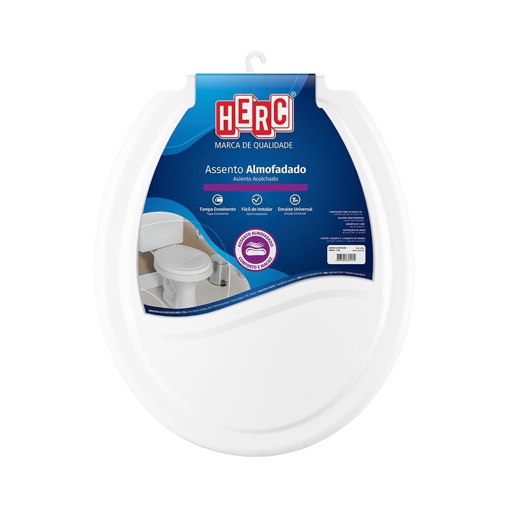 Assento Sanitário Almofadado Branco Herc 2385