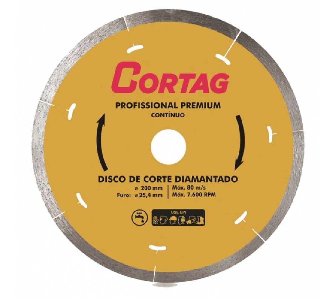 Disco de Corte Diamantado 200 X 25,4mm Profissional Premium Cortag