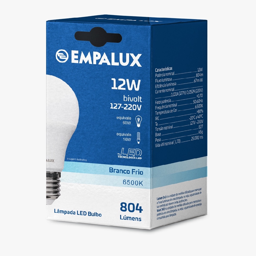 Lâmpada Bulbo Led 12w Bivolt 6.500k E27  Al12662 Empalux